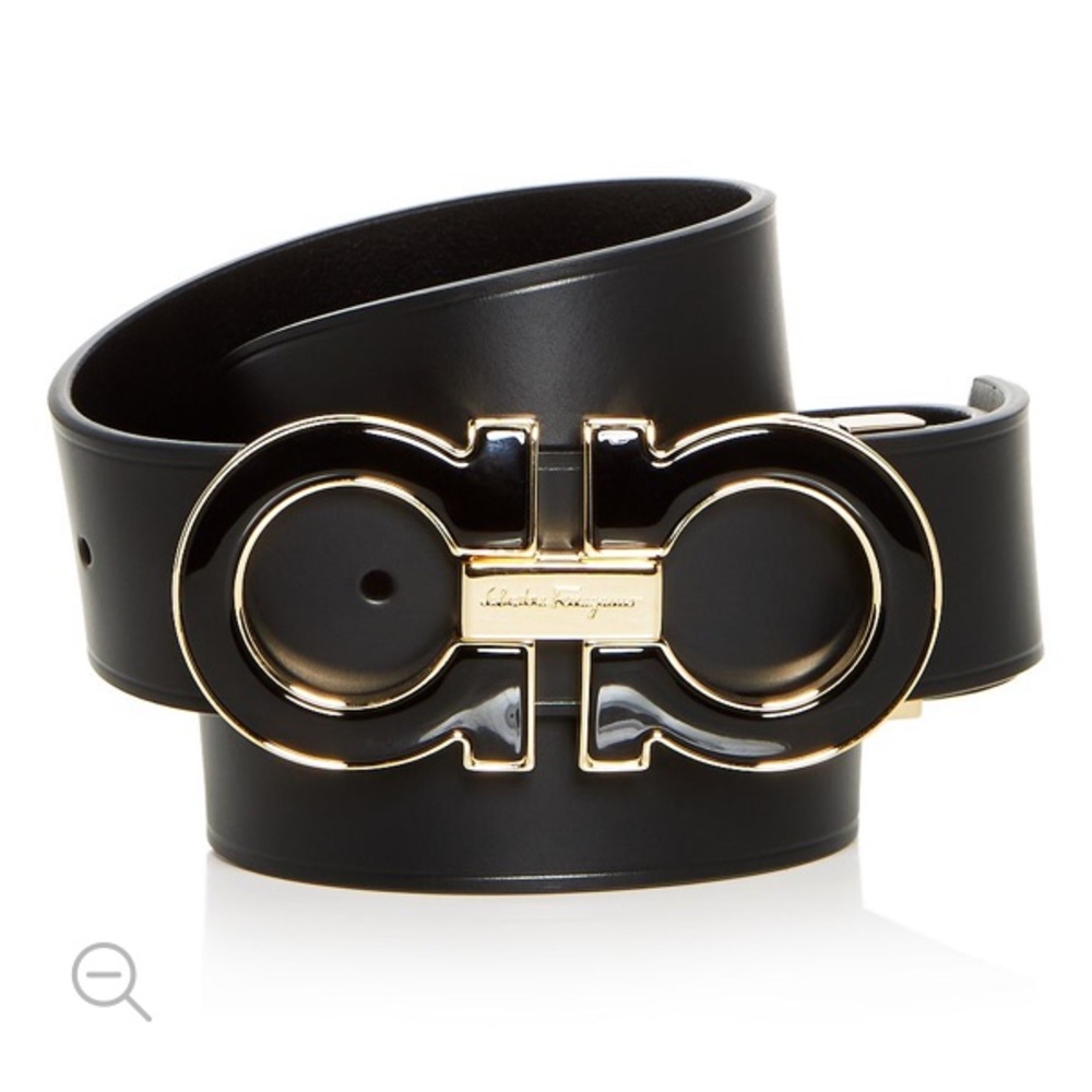 NWT SALVATORE FERRAGAMO Black Leather Belt SZ 80/32 Unisex